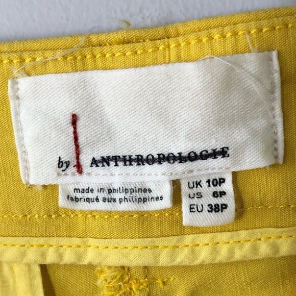 Anthropologie Bright Yellow Wide Leg  Cropped Pants Size 6 Petite - Picture 4 of 6